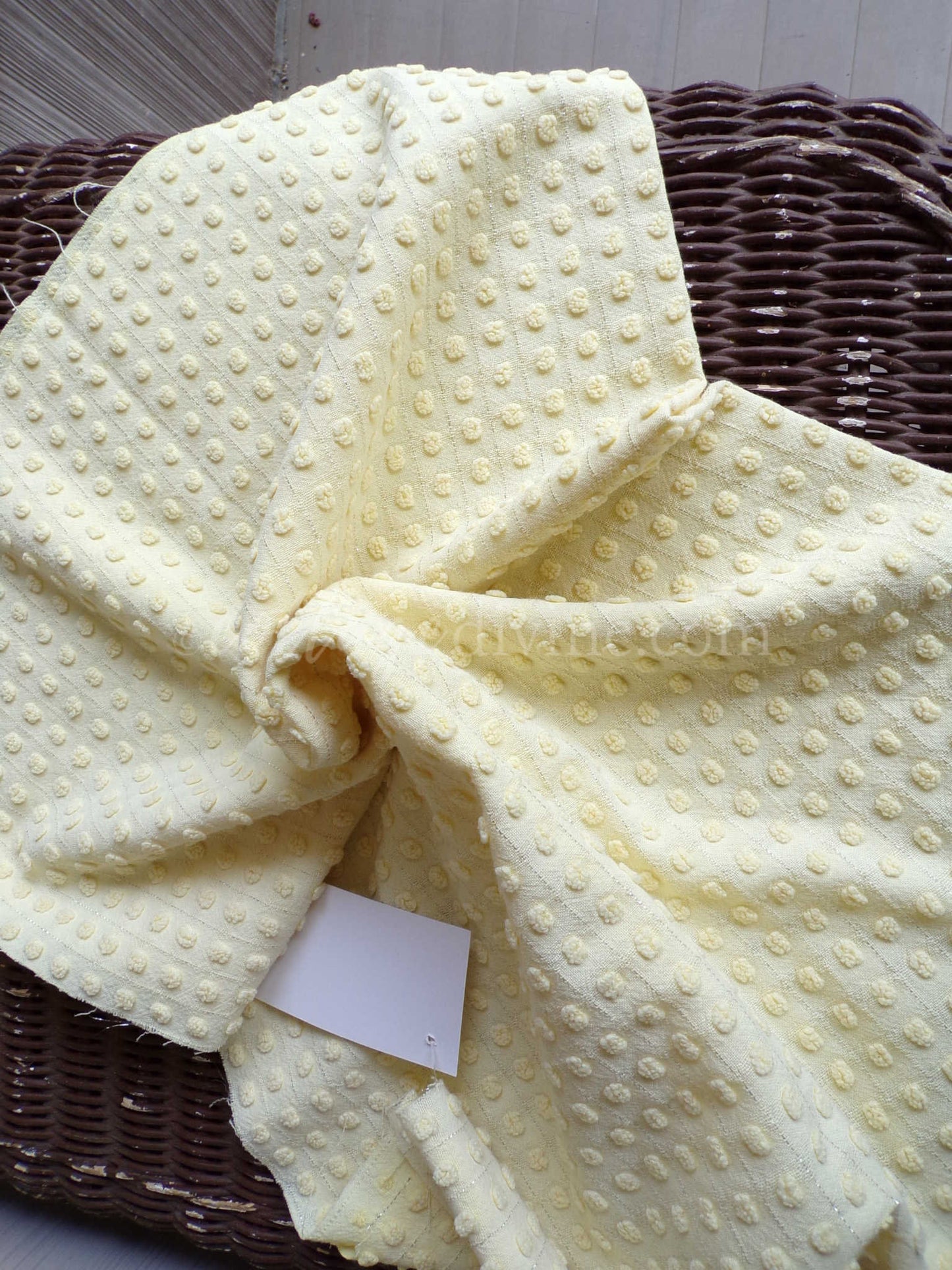 Cheerful Yellow Pops FABRIC Piece, from Vintage Morgan Jones Chenille Bedspread, 23" x 32"-inches