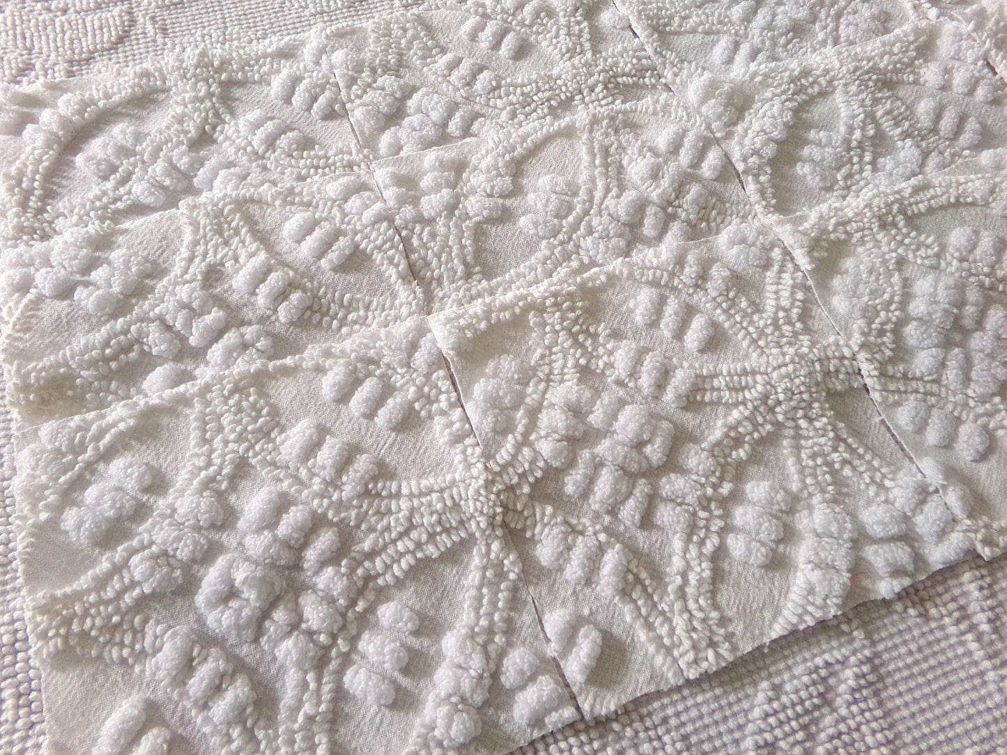 Heirloom Quality Quilt Square Set, Antique Cream, from Vintage Chenille Bedspread Fabric, 12 Blocks, 6" x 6" inch