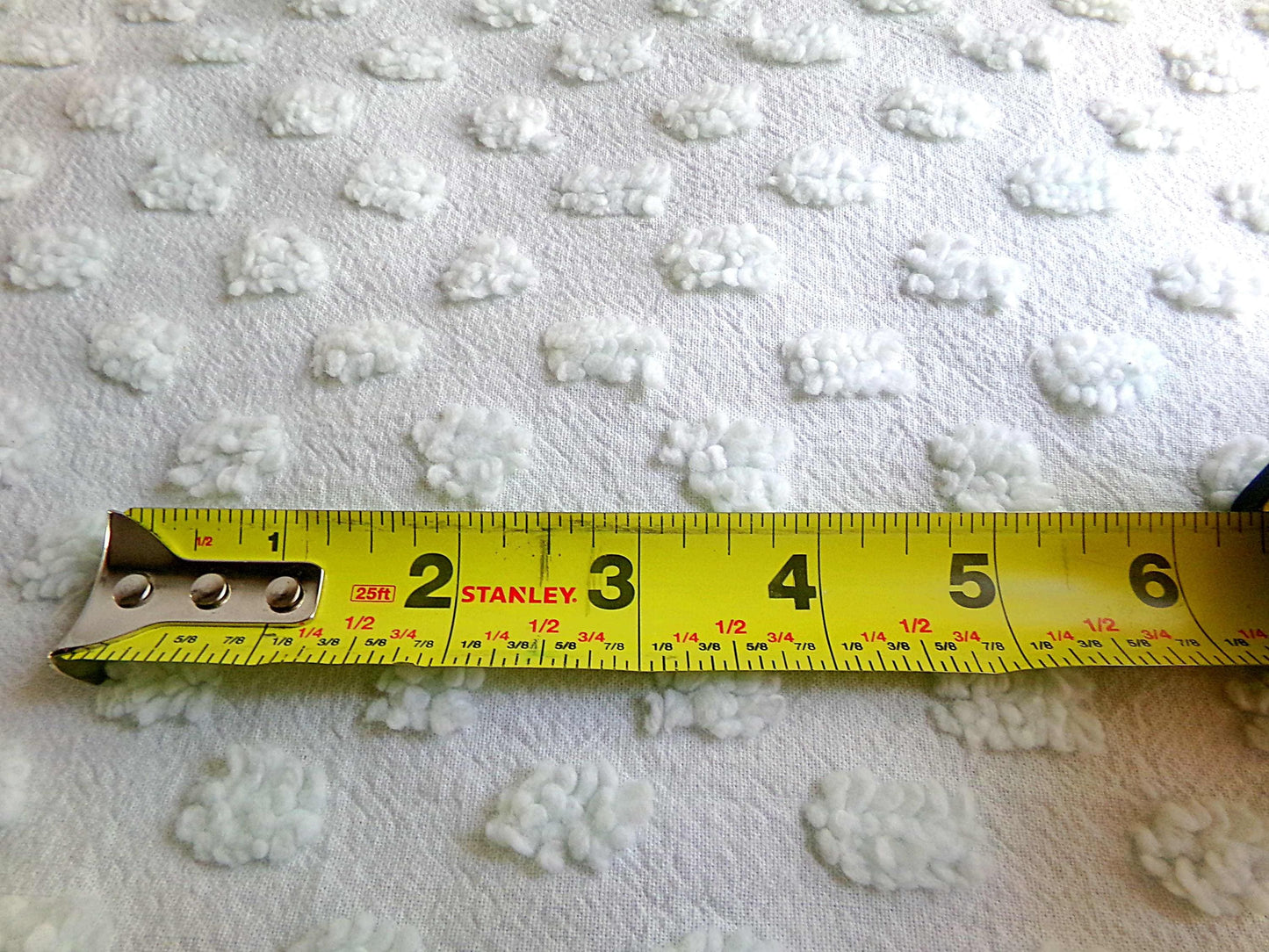 light green chenille fabric, vintage style pops design, 18" x 24" cut piece for quilts, crafts, sewing