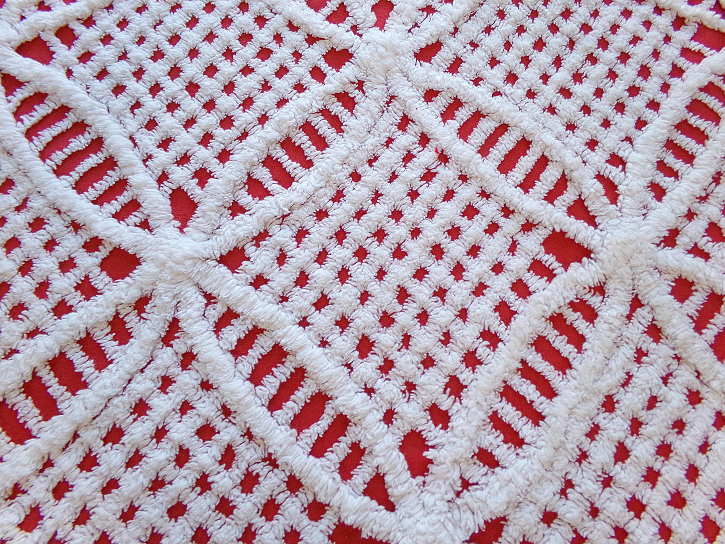 Christmas Quilt Fabric Stash Builder | Vintage Chenille Bundle for Sewing, Quilting in Red, White & Green | 2 Pieces 12" x 18" each