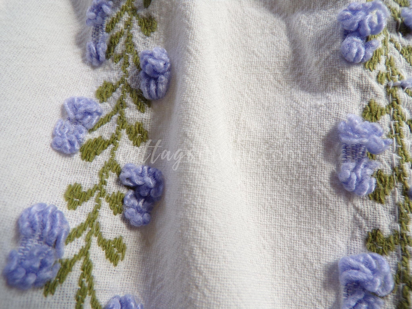 Romantic Ivy Rose Vintage Chenille Fabric, Fieldcrest Lavender Rosebud Design, 18" x 22" inch Piece, beautiful in handmade quilts