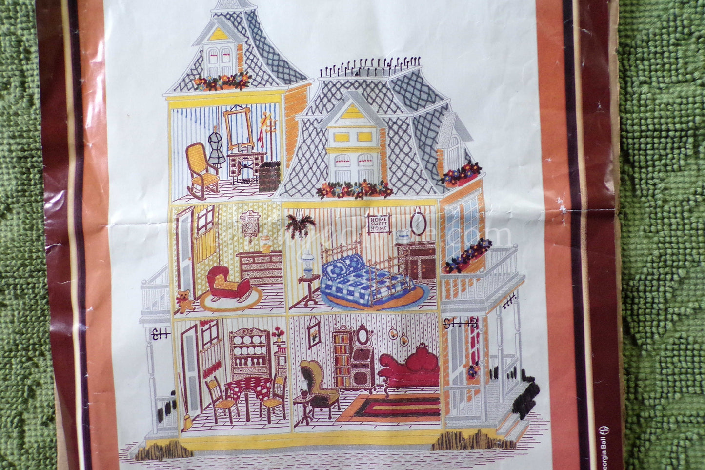 Cozy Victorian Doll House Crewel Stitchery Kit, Rare Paragon Needlecraft Vintage Embroidery 0939 Dollhouse, OPEN Pkg, Georgia Ball