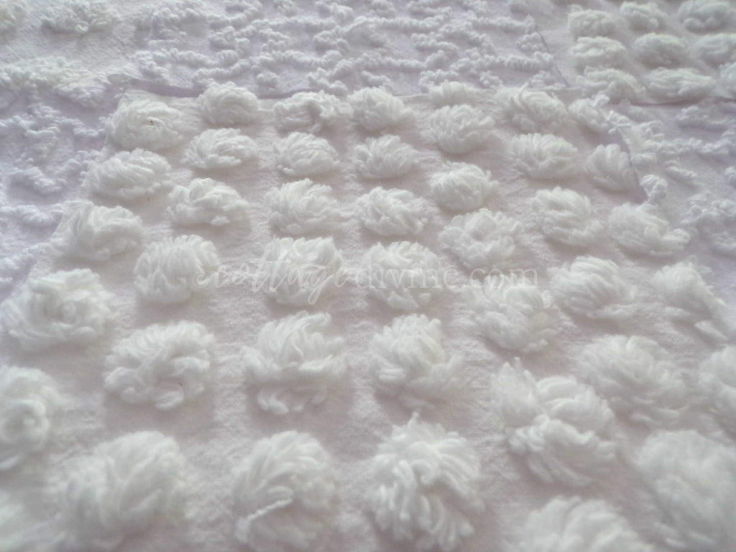 White Chenille Quilt Squares Set, "Serene Snowdrifts" from Vintage Bedspread Fabric, 16 Blocks, 6" inch