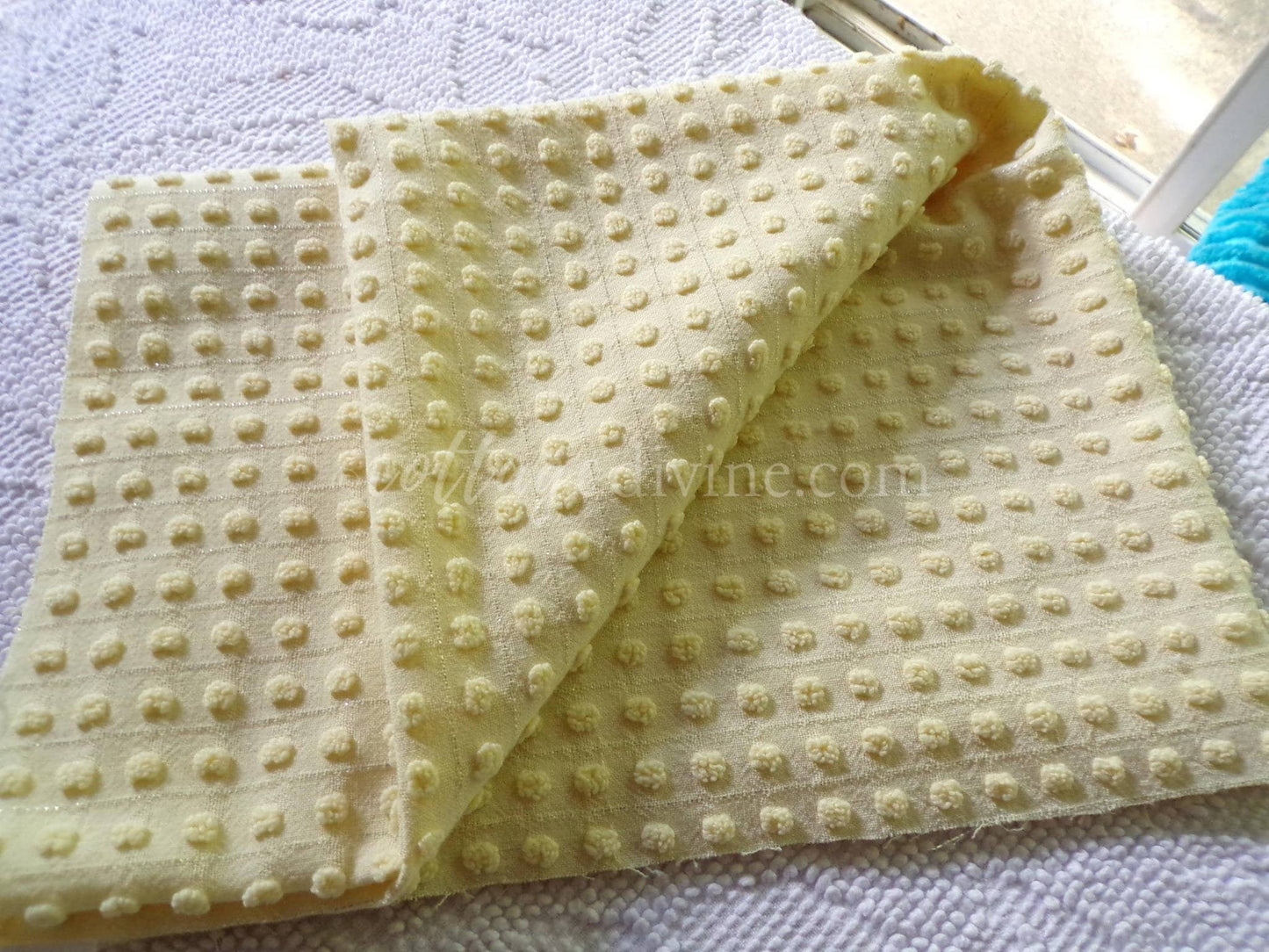 Cheerful Yellow Pops FABRIC Piece, from Vintage Morgan Jones Chenille Bedspread, 23" x 32"-inches