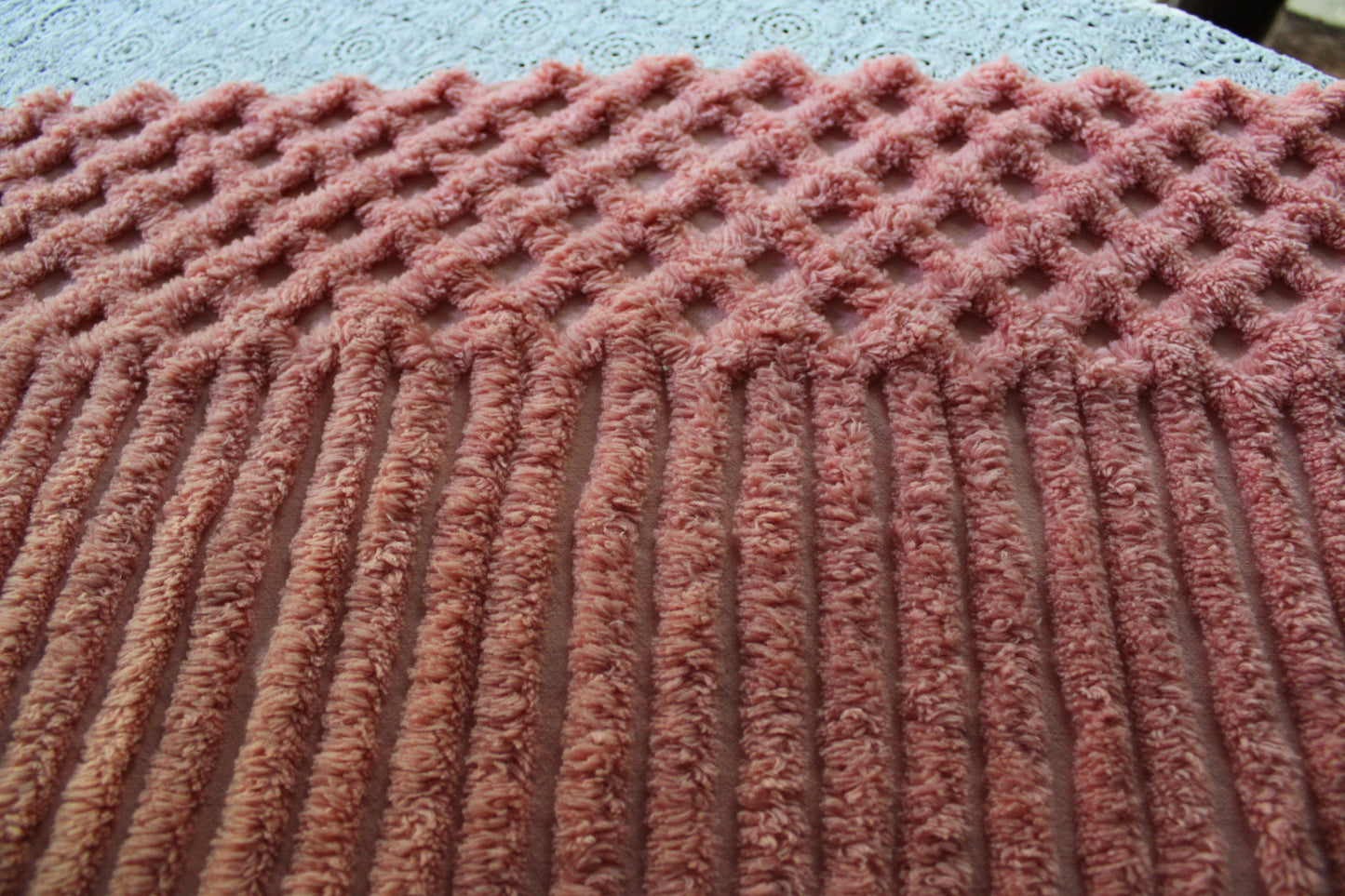 Overripe Melon Vintage Chenille Fabric Piece, Super Plush Thick Tufts, 22" x 26" inches, Unique Texture