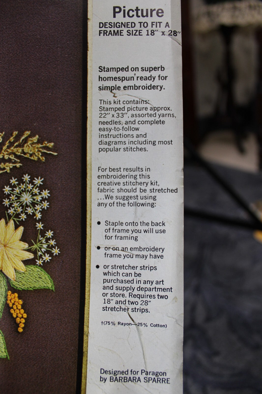 GOLDENROD Crewel Embroidery Kit Boho Hippie Floral Vtg Paragon Stitchery 0411