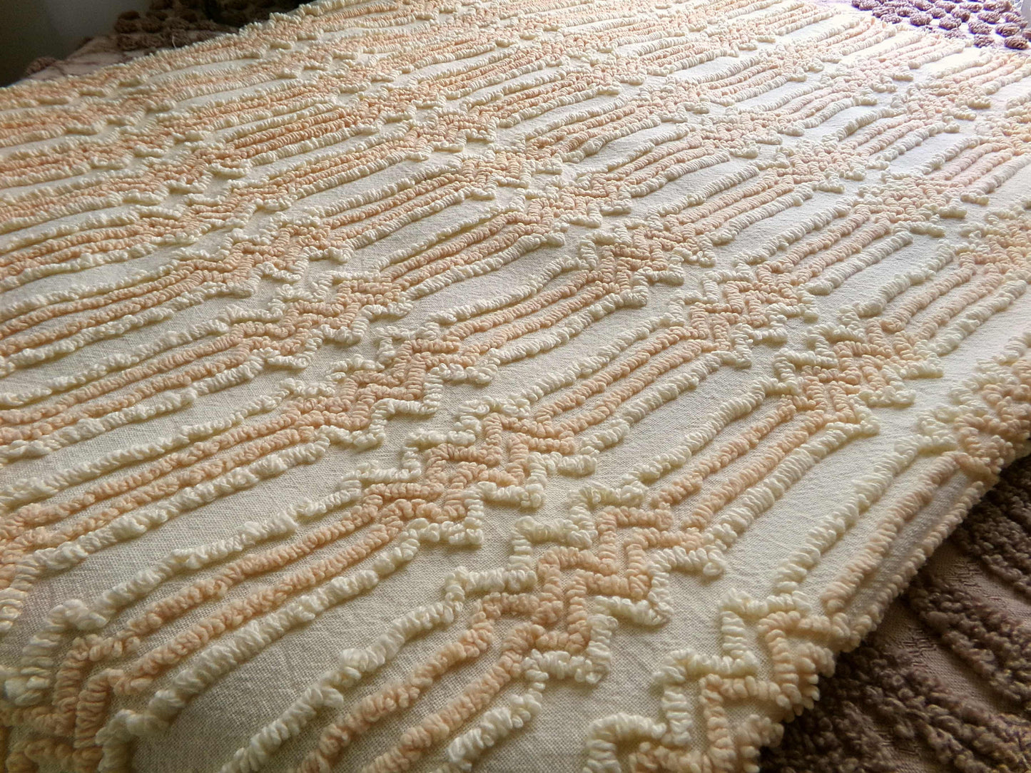 cosmic vintage chenille fabric in fantastic yellow lightning strike pattern, 19" x 30" cut fabric piece w/ needletuft zig zag zaps