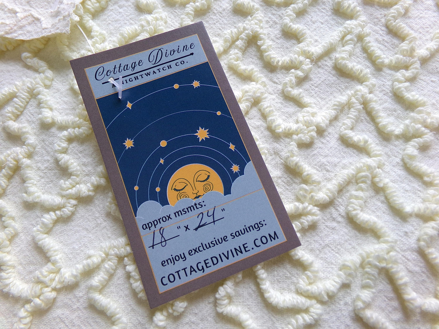 Vintage Yellow Squiggle Chenille Fabric, Gentle Sunny Buttercup 18" x 24" Piece of Sewing & Quilt Material