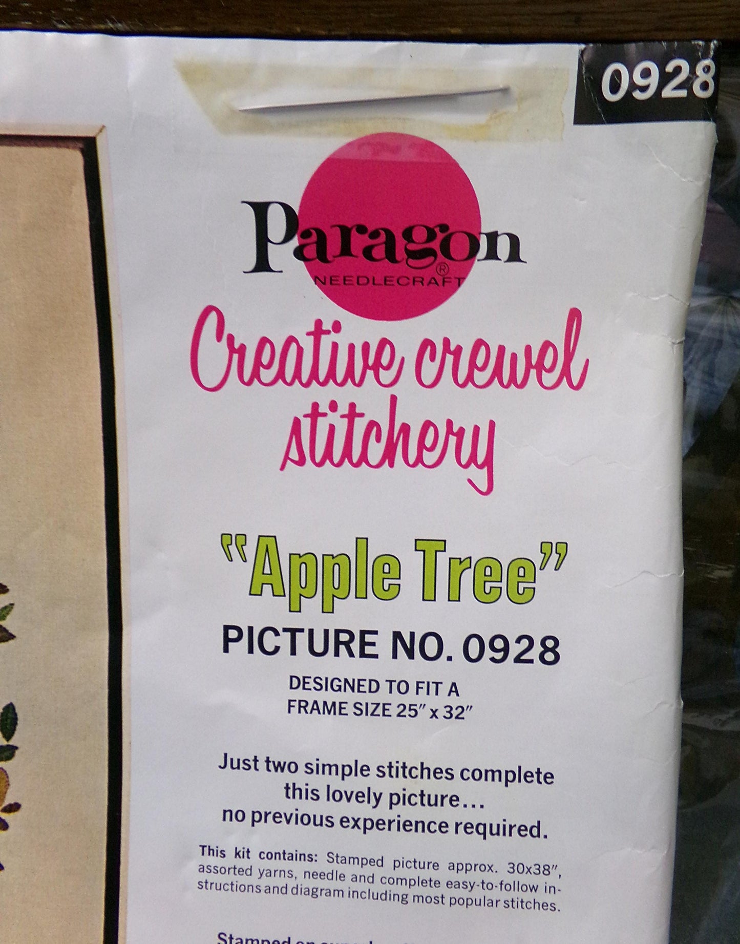 APPLE TREE Stitchery Kit Rare Vintage Paragon Creative Crewel Embroidery Hippie Wall Hanging Design #0928, by John Hurter