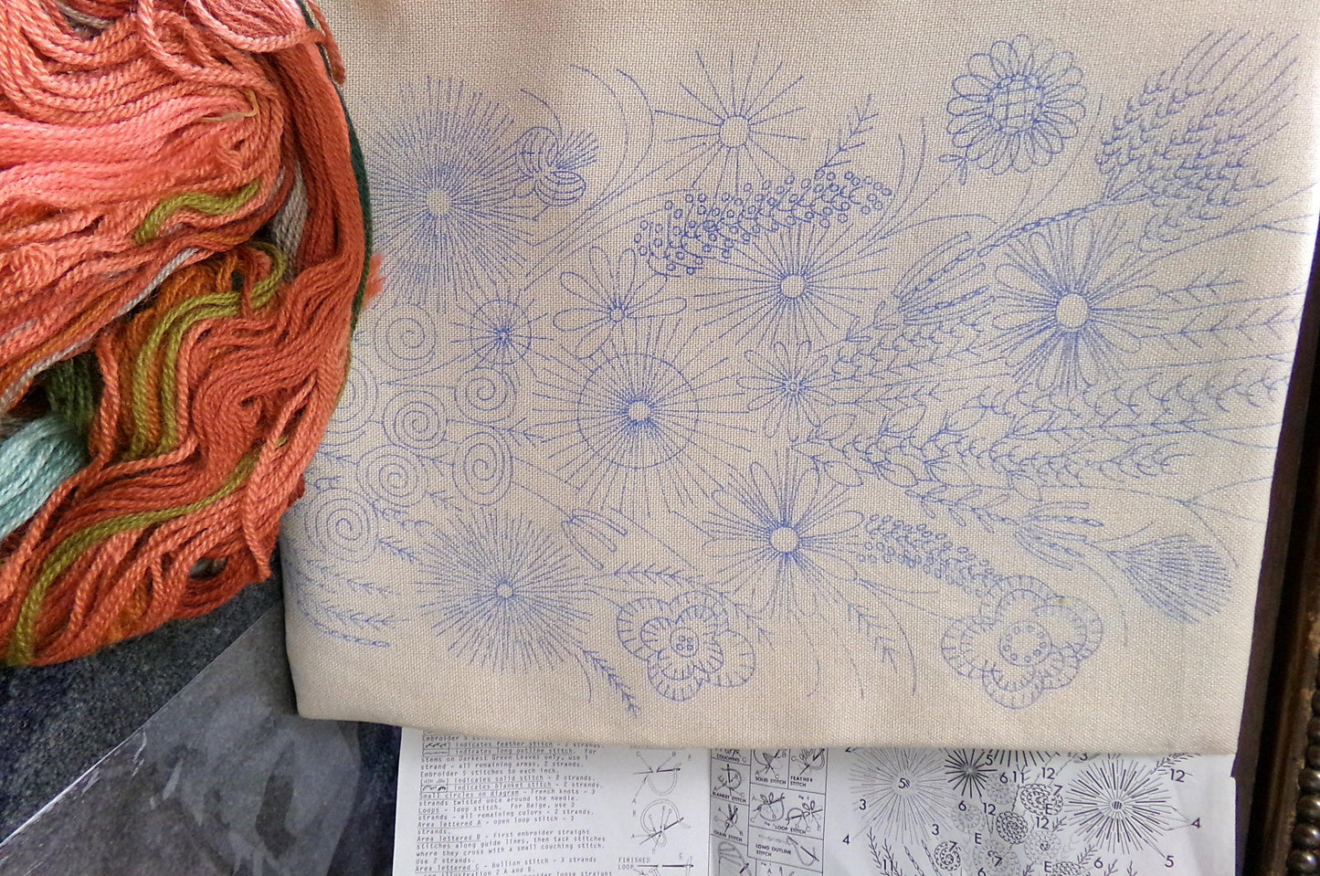 REGAL MUMS Crewel Stitchery Kit, Vintage Boho Style Wall Hanging, Rare Paragon Needlecraft Hippie Embroidery # 0219