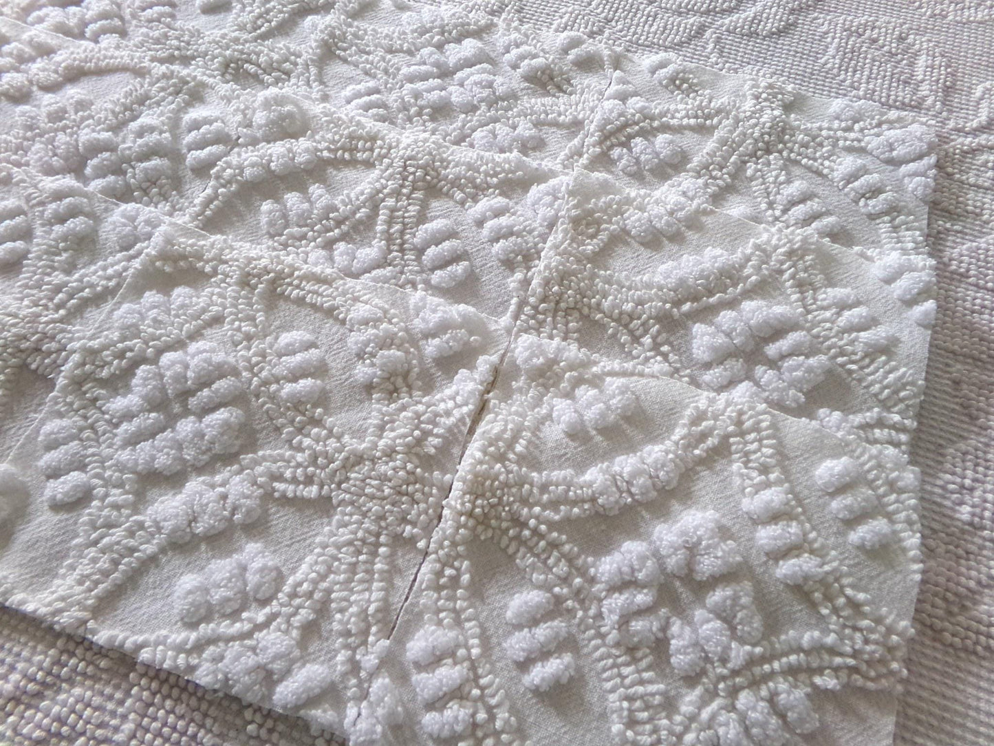 Heirloom Quality Quilt Square Set, Antique Cream, from Vintage Chenille Bedspread Fabric, 12 Blocks, 6" x 6" inch