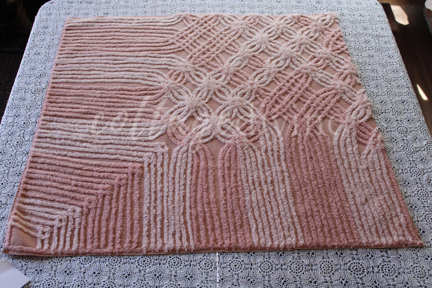 Blush Pink Rosy Vintage Chenille Quilt Fabric, 23" x 24" inch Piece, Pretty for Quilts & Pillows