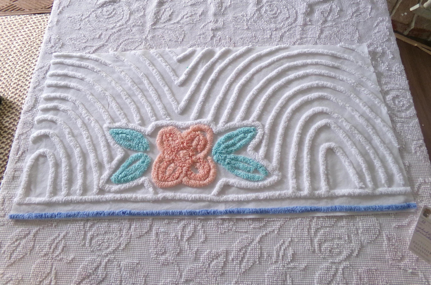 Plush Tropical Swirl Flower Vintage Chenille Fabric, 28" x 14" inch Piece, Tropical Sewing Material Great for DIY Pillow Covers