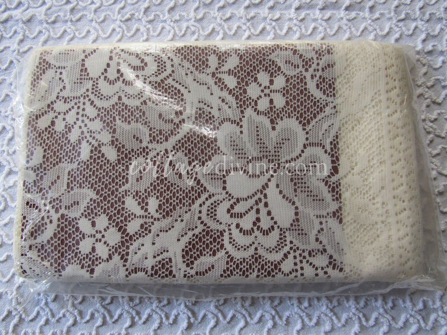 Vintage Wide Jacquard Lace Window Curtain Panel, Rose Garden, Single (Not a Pair), 60"W x 84"L, NOS
