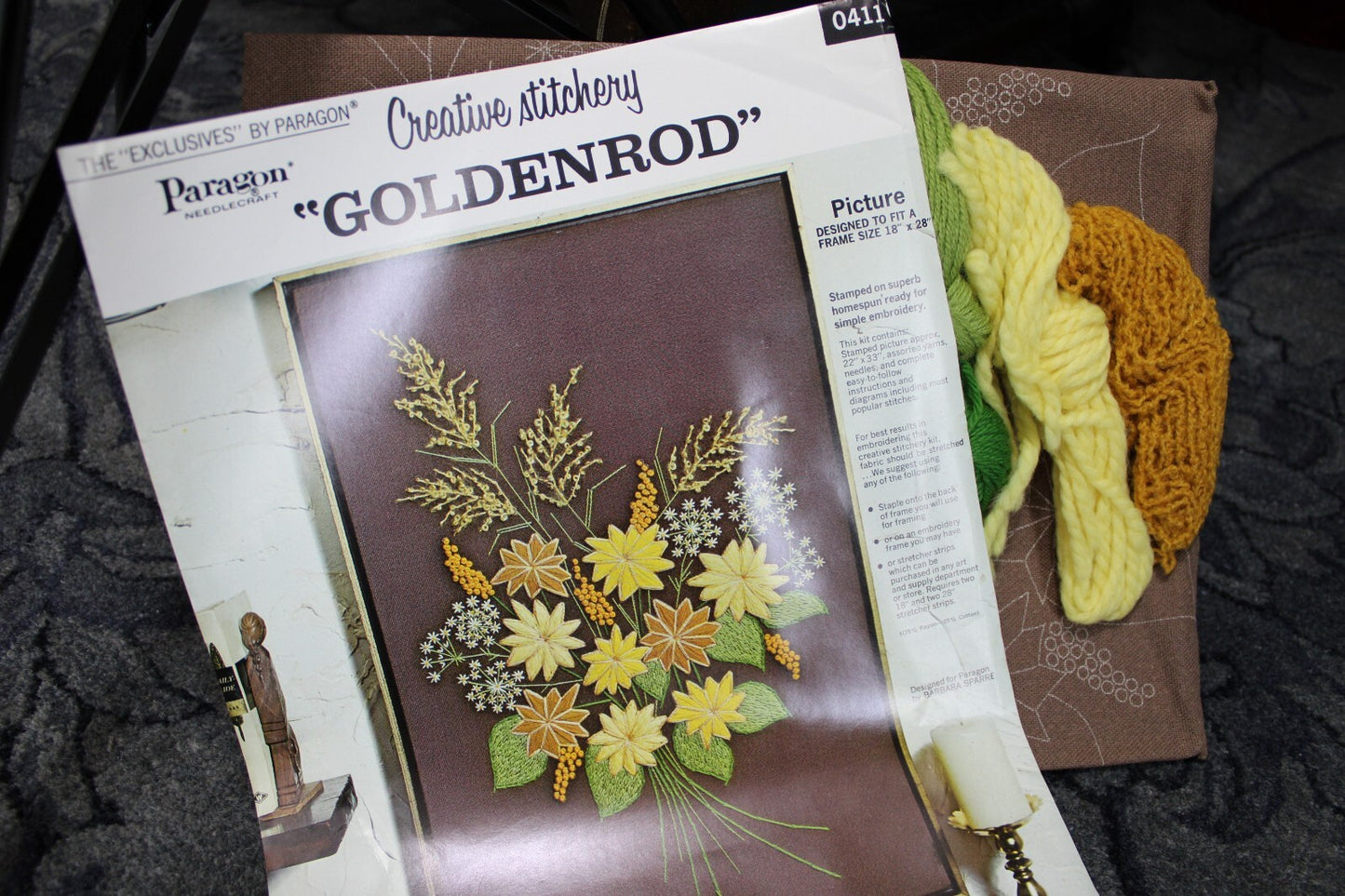 GOLDENROD Crewel Embroidery Kit Boho Hippie Floral Vtg Paragon Stitchery 0411