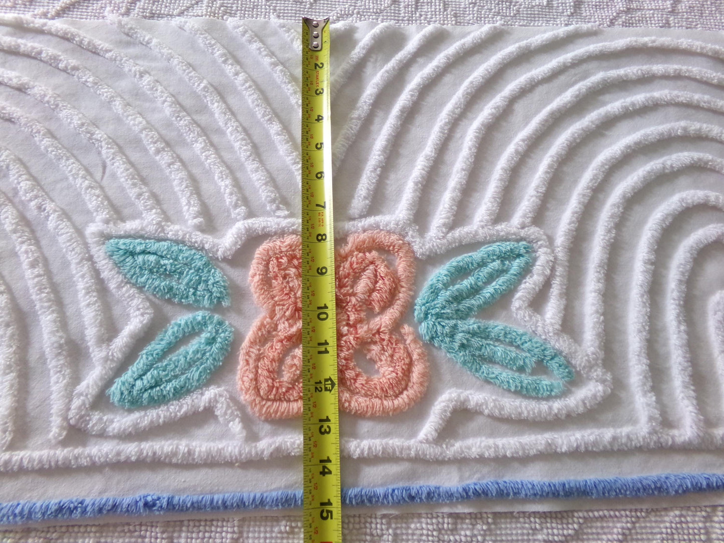 Plush Tropical Swirl Flower Vintage Chenille Fabric, 28" x 14" inch Piece, Tropical Sewing Material Great for DIY Pillow Covers