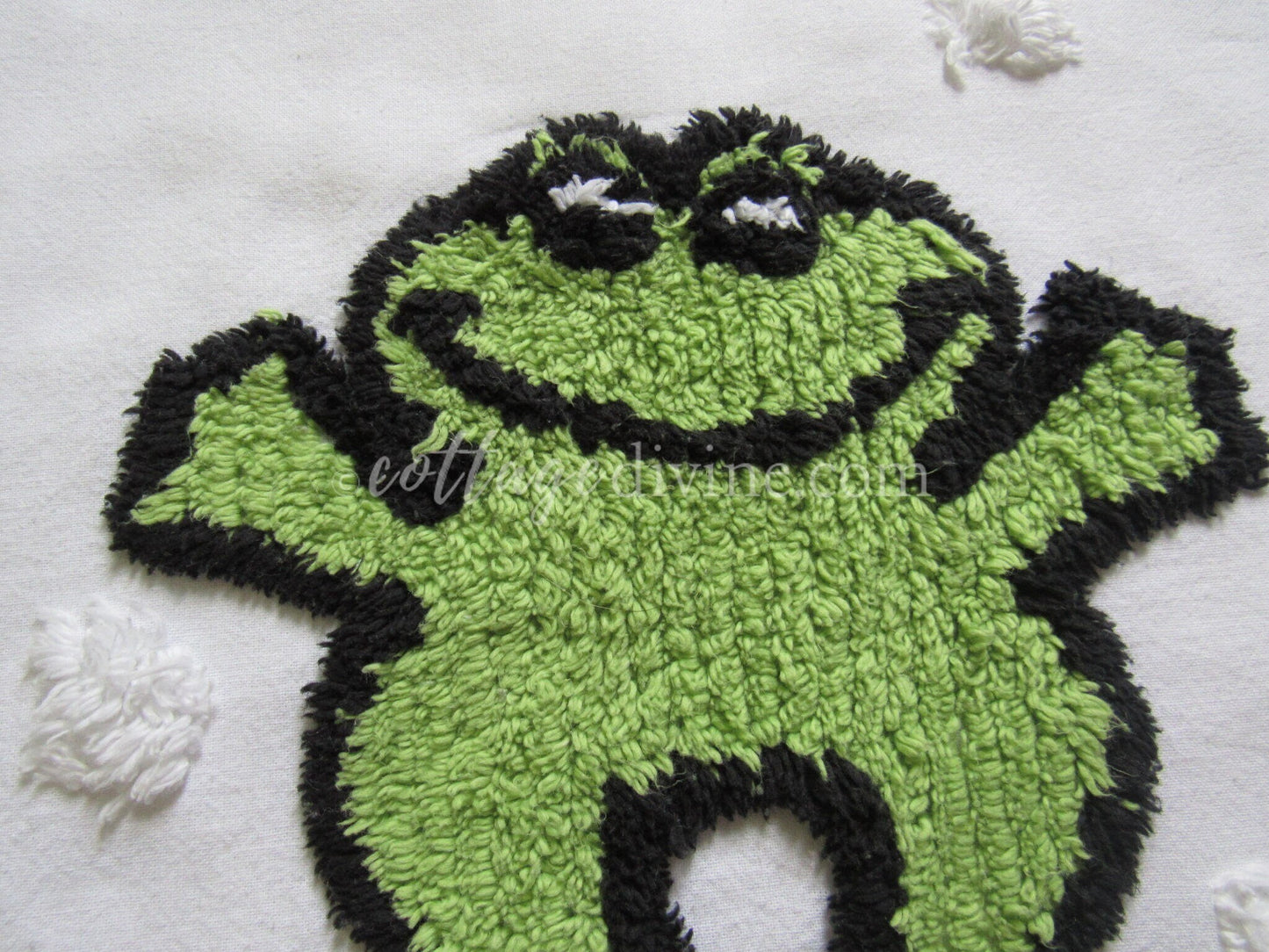 Jumping for Joy Frog Retro Vintage Novelty Chenille FABRIC PIECE, 12.5" square