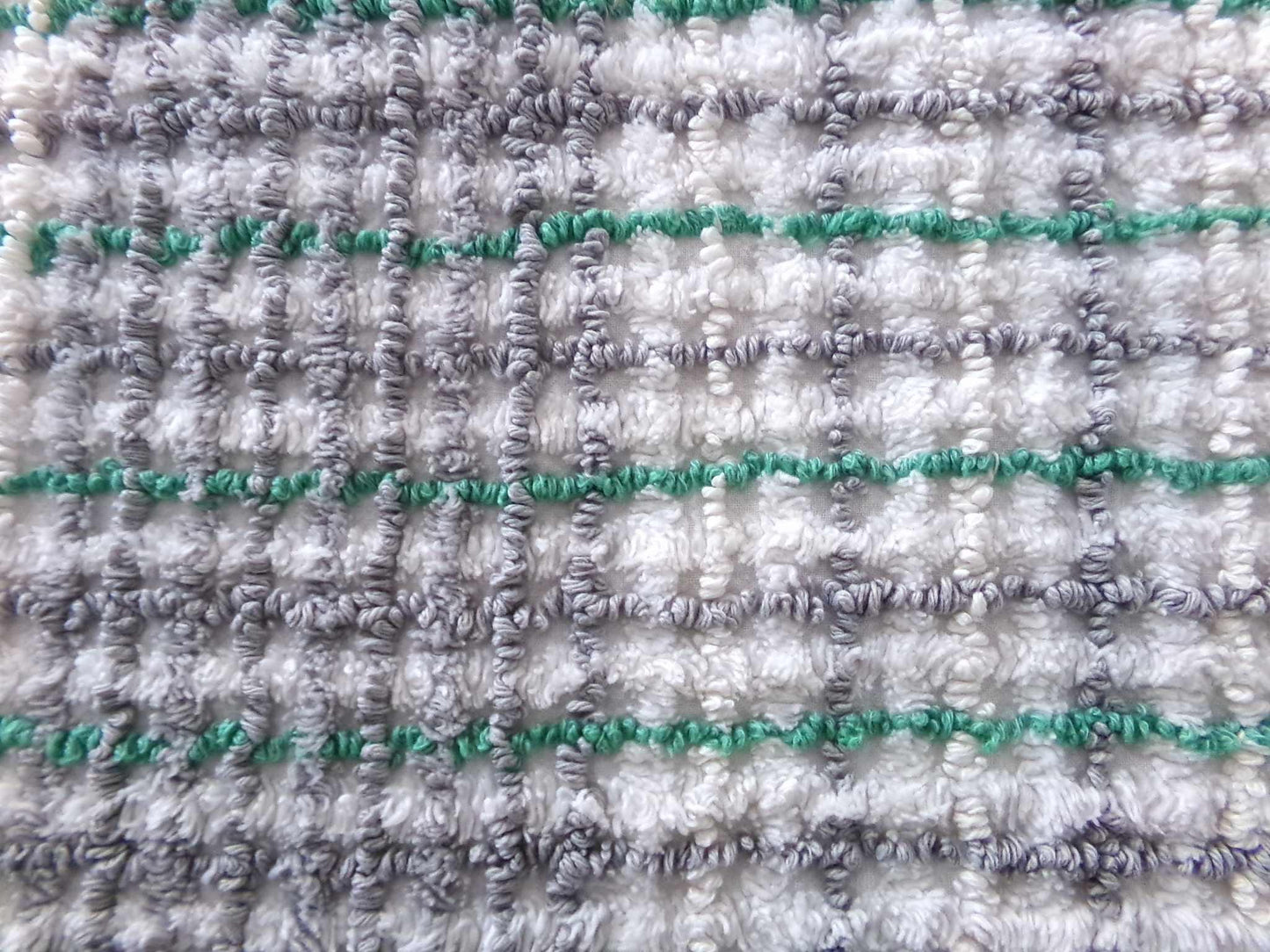 Plaid Vintage Chenille Fabric, Kelly Green & Dove Grey, 17" x 24" inch Piece for Sewing, Crafts, Quilting