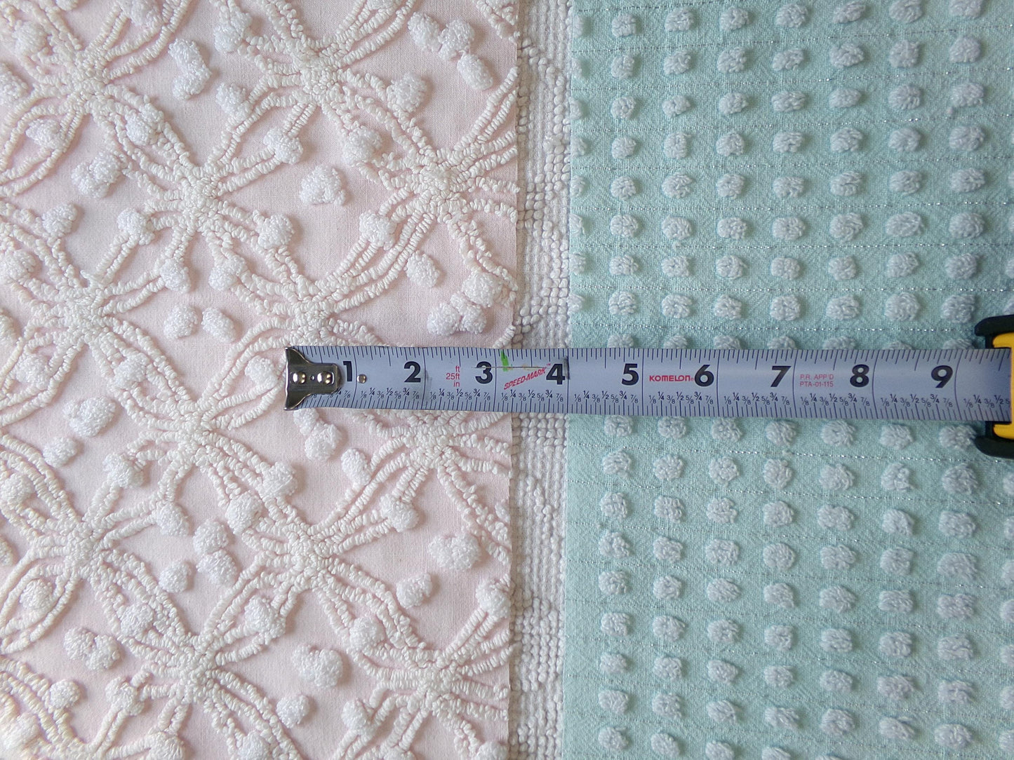 Vintage Chenille Fabric Bundle in Pink & Aqua, 2 Pieces 12" x 18" each | Easy Stash Builder for Fiber Arts, Quilting