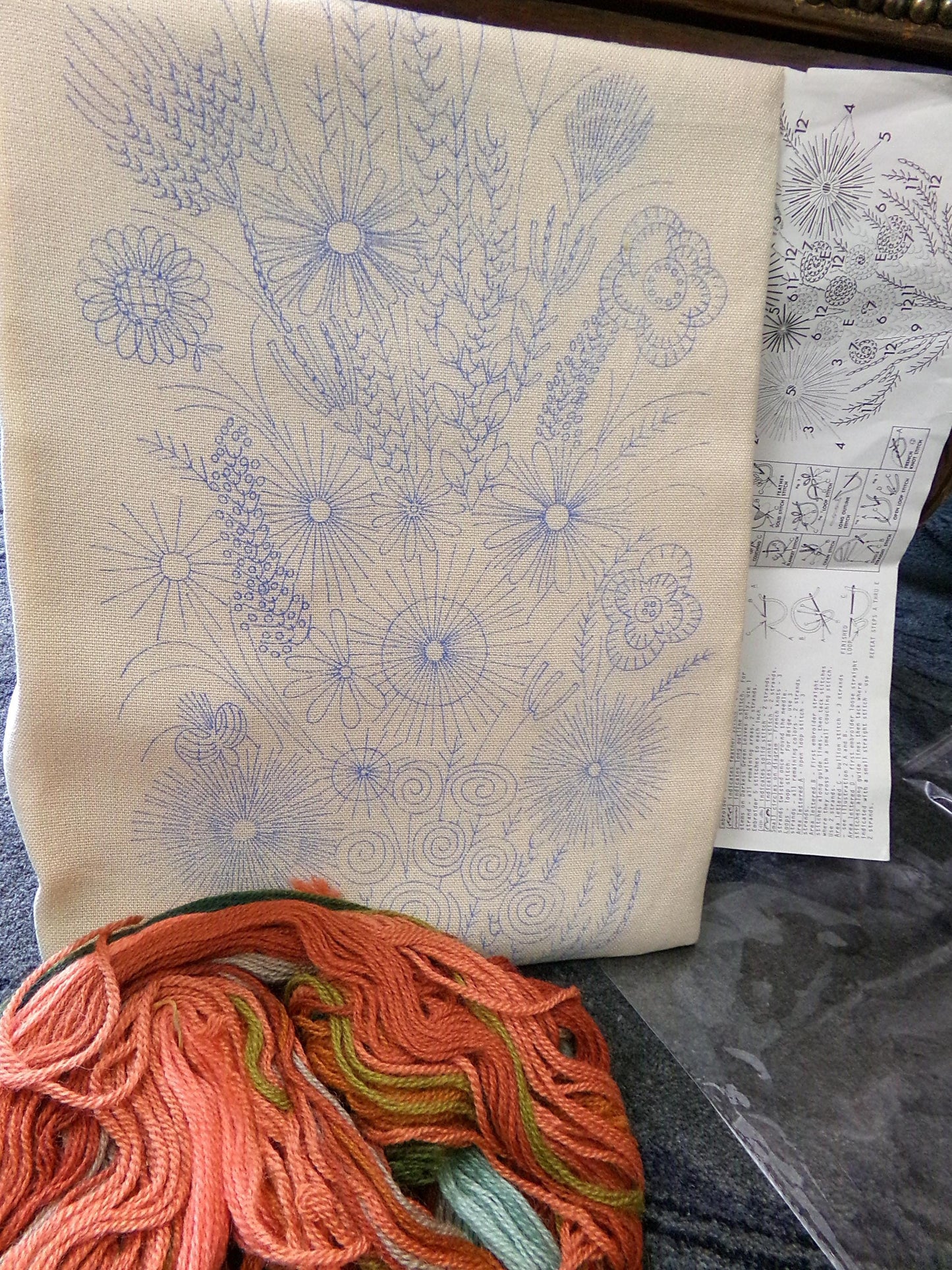 REGAL MUMS Crewel Stitchery Kit, Vintage Boho Style Wall Hanging, Rare Paragon Needlecraft Hippie Embroidery # 0219