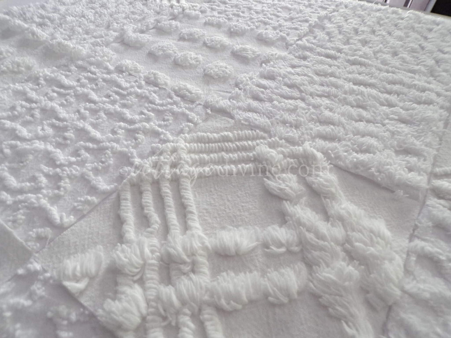 Chenille Quilt Squares Set, "Timeless White," from Vintage Bedspread Fabric, 16 Blocks, 6" inch