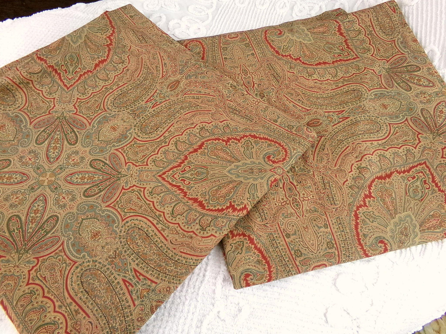 Ralph Lauren Gladwyne Ochre Curtain Panels, Library Chic Luxurious Vintage Window Drapery Pair in Sophisticated Paisley, USA Made