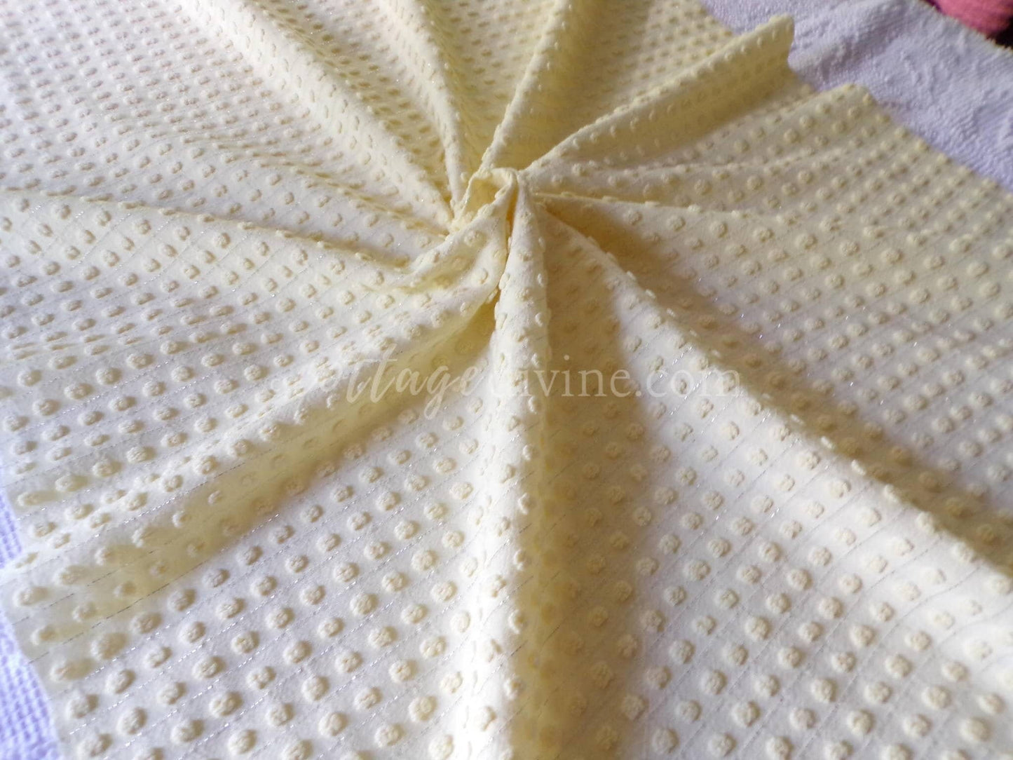 Cheerful Yellow Pops FABRIC Piece, from Vintage Morgan Jones Chenille Bedspread, 23" x 32"-inches