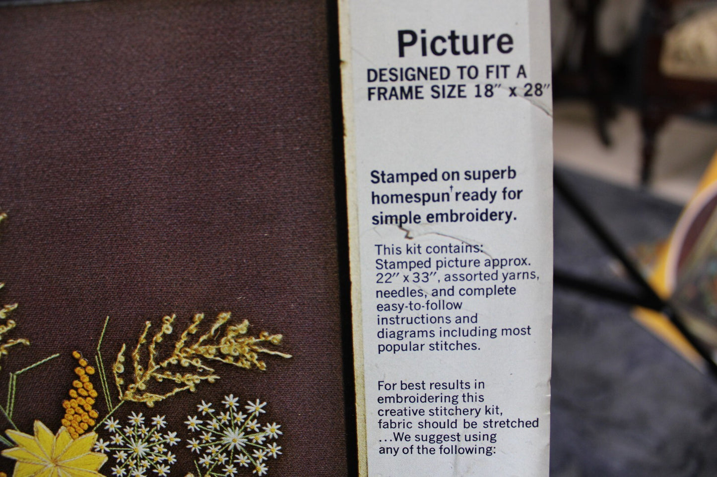 GOLDENROD Crewel Embroidery Kit Boho Hippie Floral Vtg Paragon Stitchery 0411