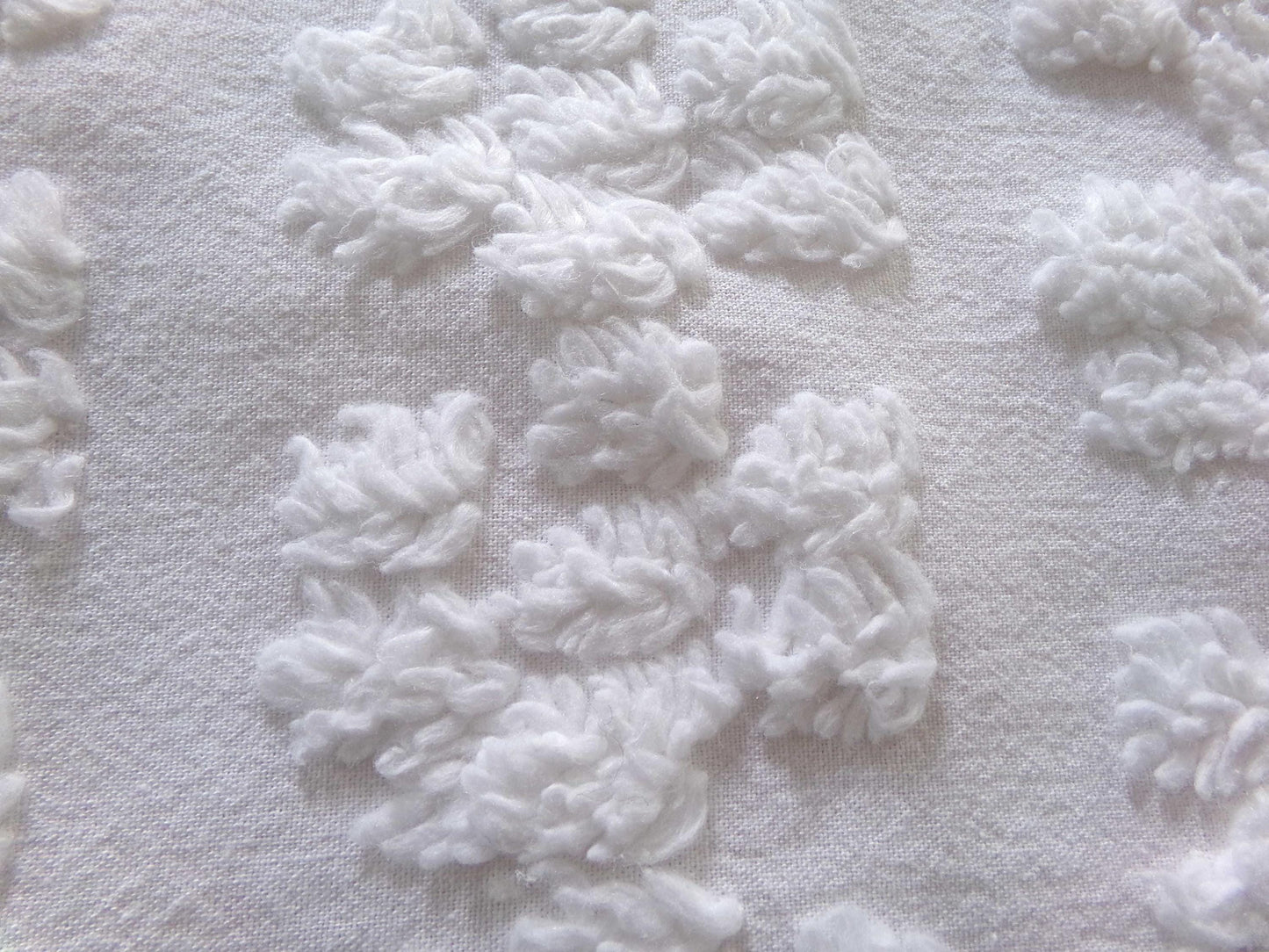 Cute Chenille Fabric Shabby Daisy Print, vintage style versatile white sewing material, 18" x 26" inches