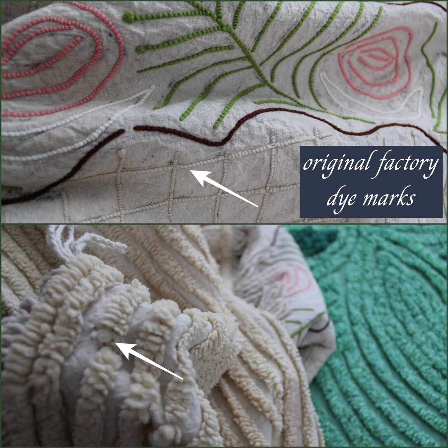 Shabby Sculpted Floral Cake Vintage Mocha Chenille Bedspread ACRYLIC TRICEL, Twin Sz