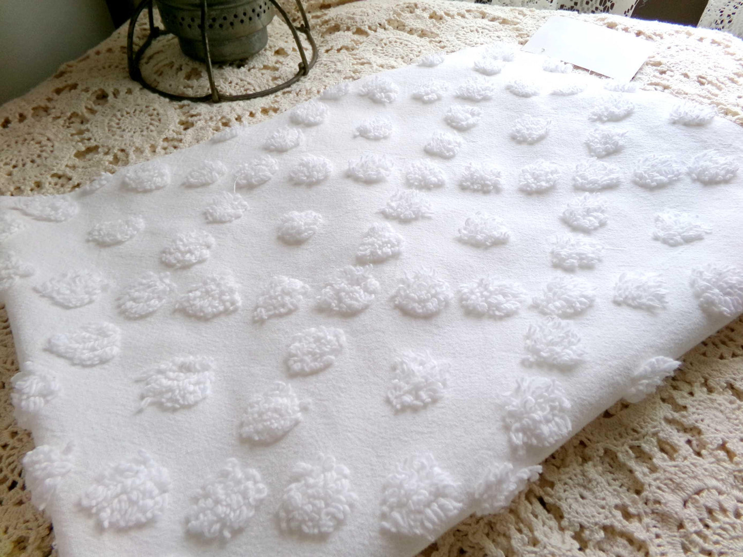 Diamond Dot Chenille Fabric, 19" x 28" inch vintage style piece, simple modern pattern for quilts & crafting