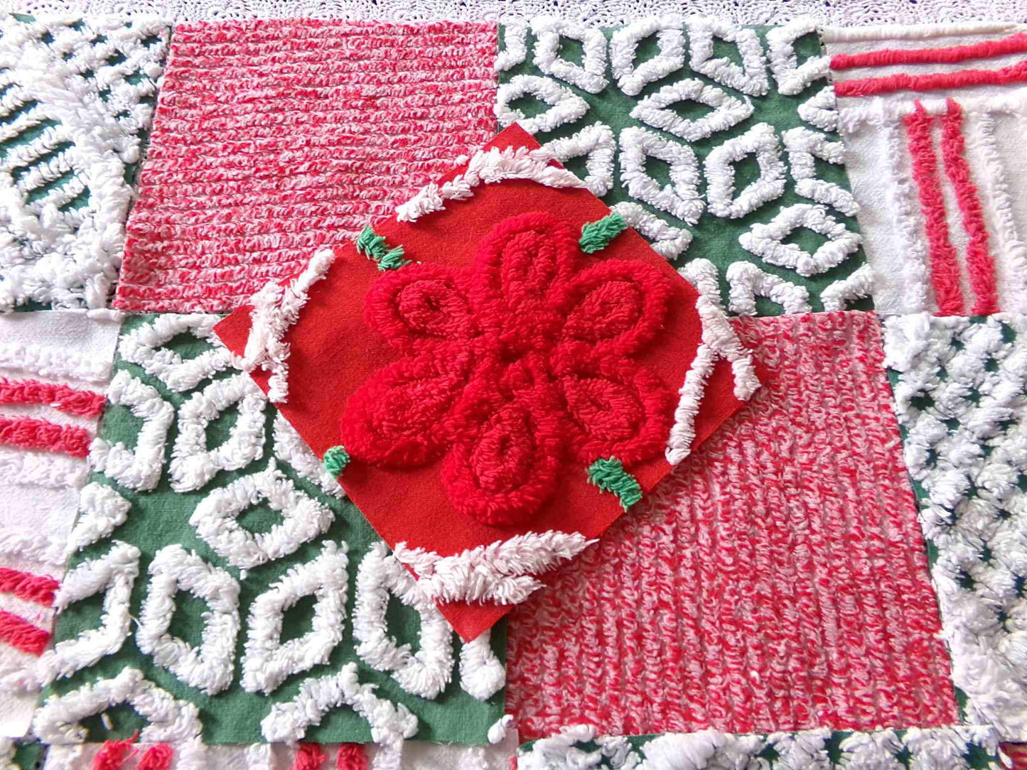 Merry Christmas Quilt Squares, Craft Square Set 17 Blocks in shades of holiday red, green & white, 6" x 6" inch for Xmas stockings, quilts