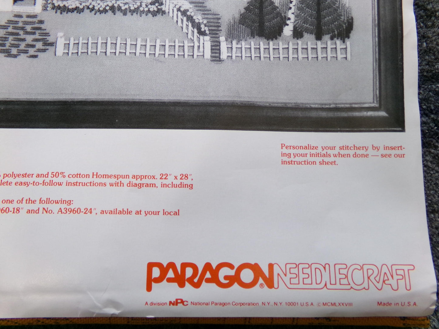 FARM SCENE Vintage Crewel Embroidery Kit Hippie Country House, Paragon Needlecraft Stitchery, Kit# 0613X, Design by Doris Chaconas