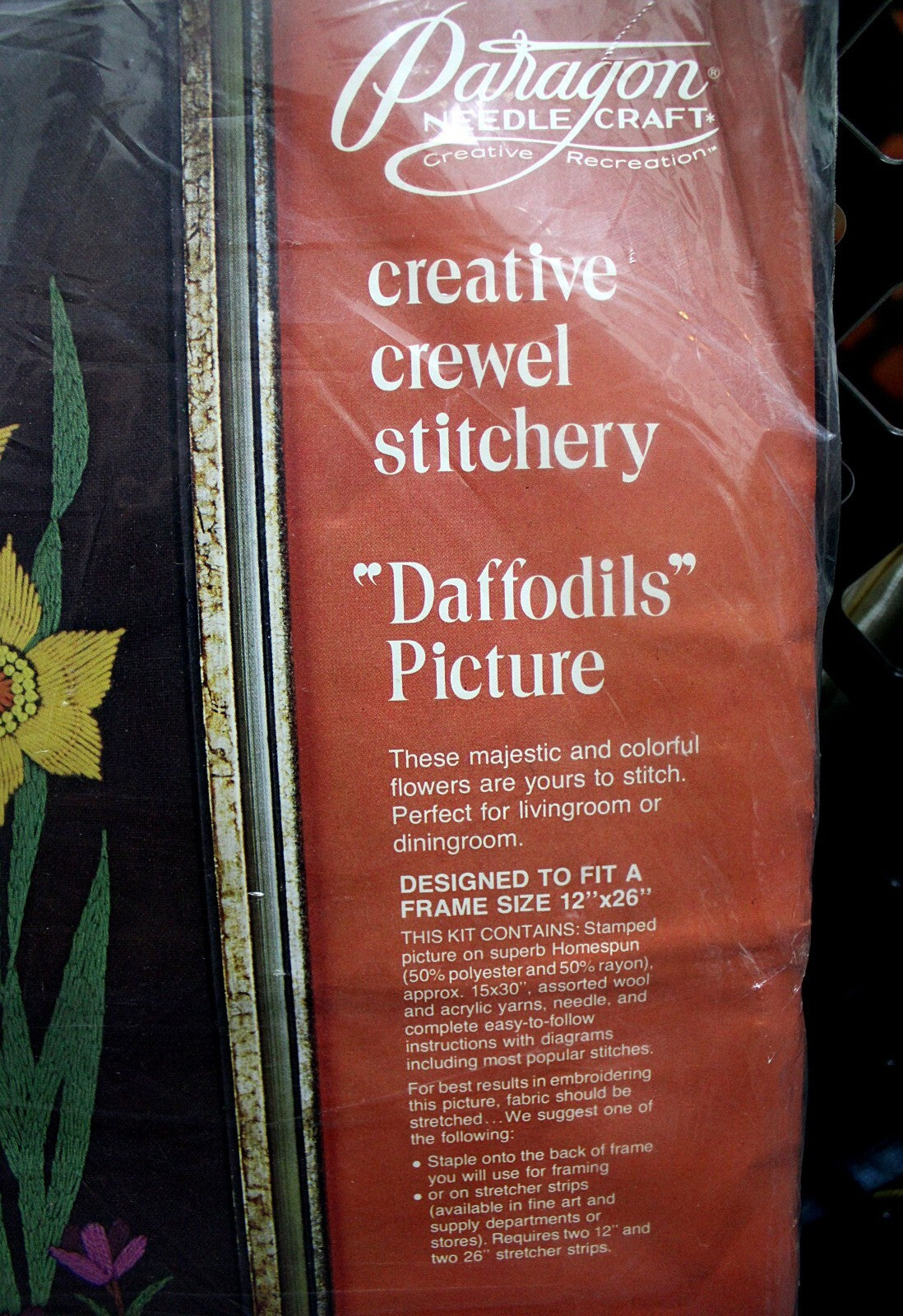 DAFFODILS CREWEL Embroidery Kit Vintage Paragon Stitchery 0219 Barbara Sparre