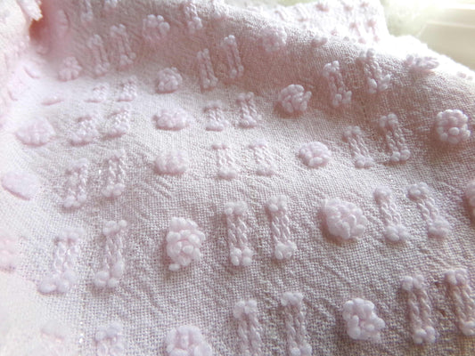 Pink Wink Vintage Chenille Fabric, Cute Tiny Dot Dash Pattern, 18" x 24" inch Piece, for Sewing Material
