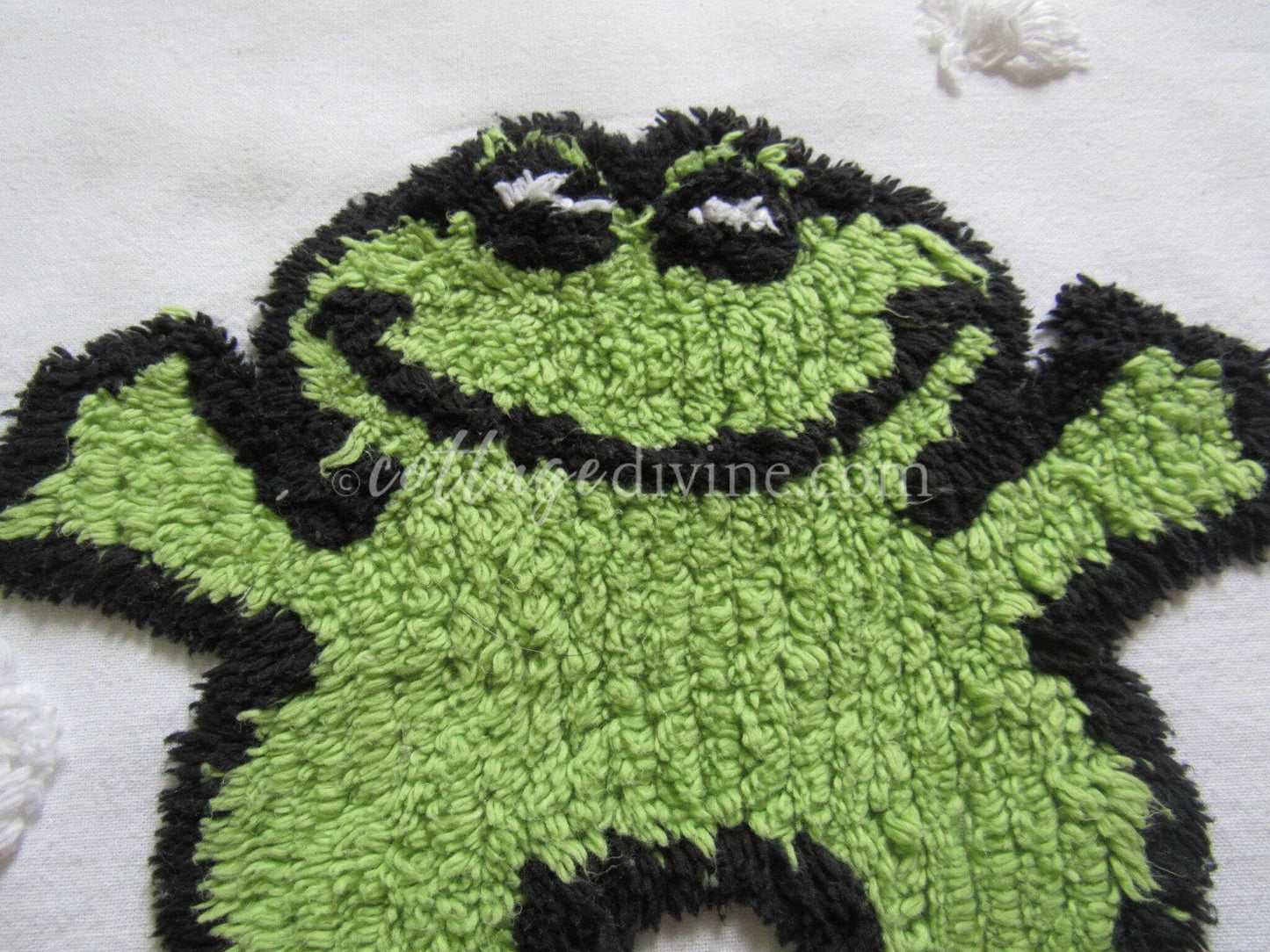 Jumping for Joy Frog Retro Vintage Novelty Chenille FABRIC PIECE, 12.5" square
