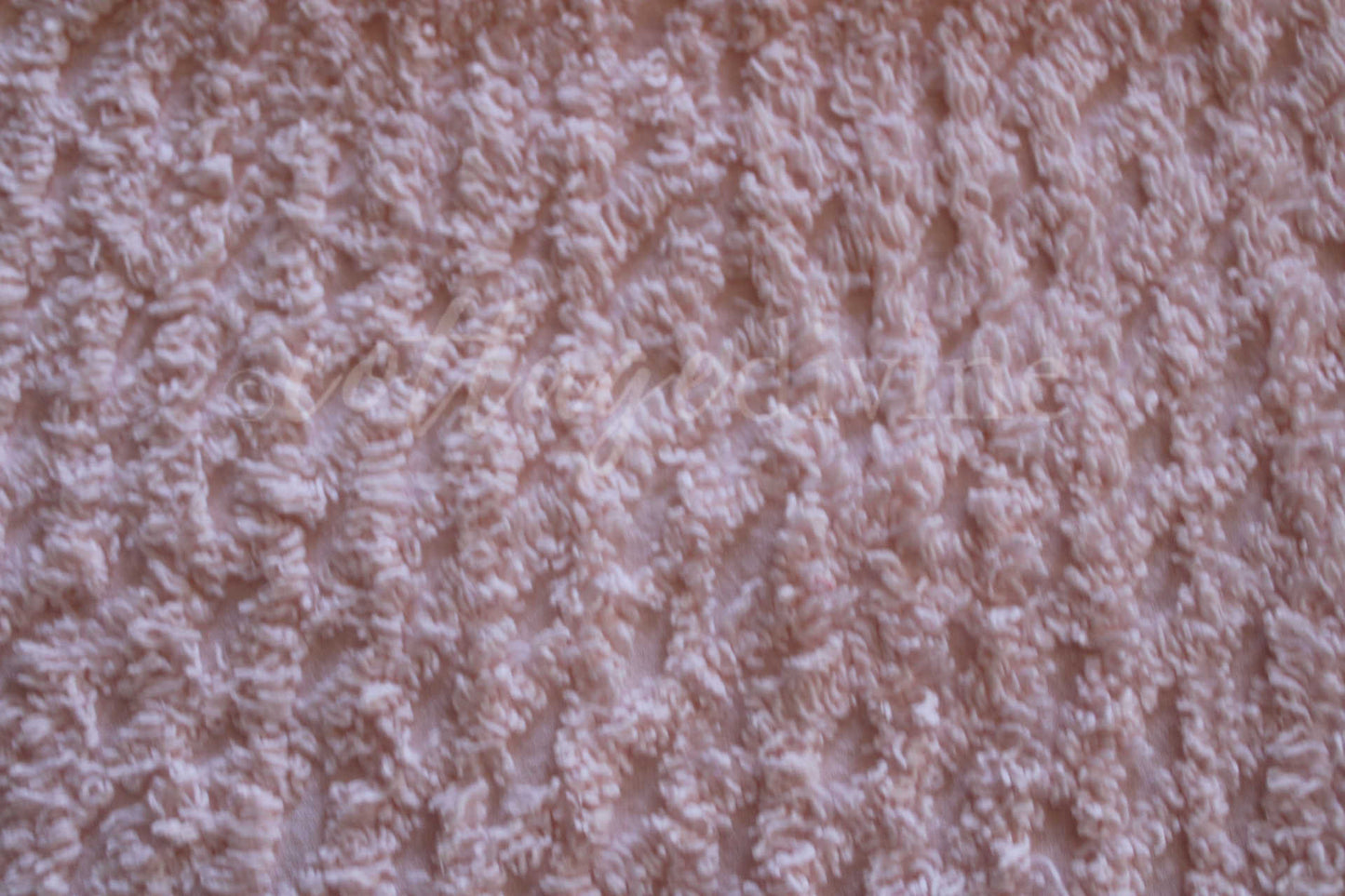 Simple Peach Glow Vintage Style Chenille Fabric, Lattice Geometric Design, 20" x 25" inch piece