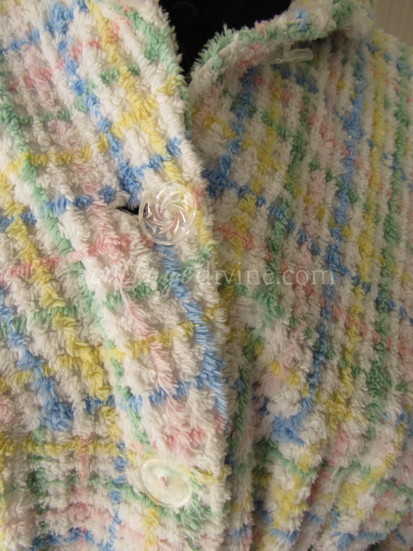 Grandma's Cozy Chenille Housecoat PLAID Vintage Chenille Robe 1960s Style Bathrobe, S/M