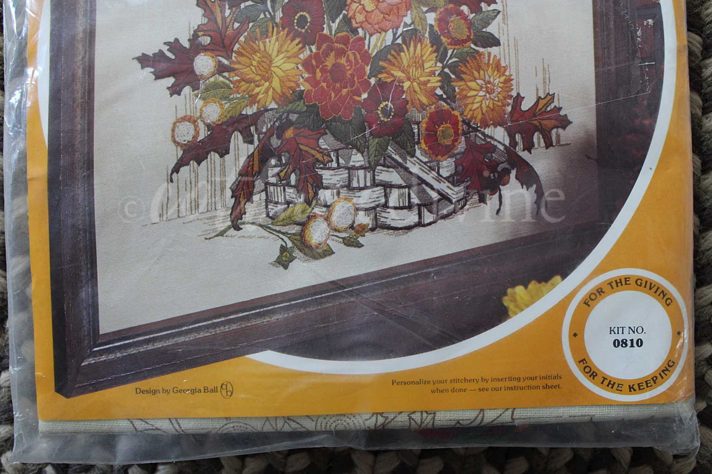 FALL ARRANGEMENT Autumn Floral Crewel Stitchery Kit, Vintage Paragon Needlecraft, Earthy Hippie Design, Georgia Ball, # 0810