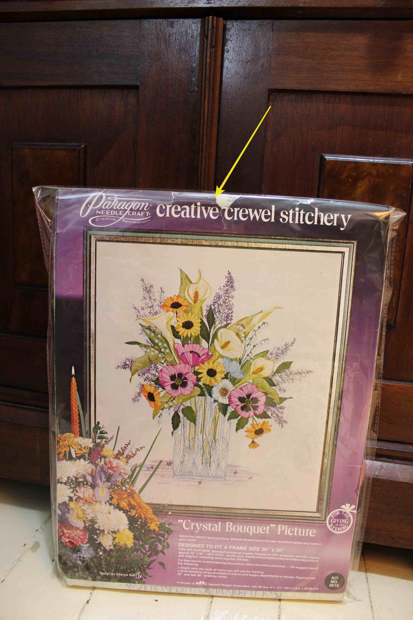 CRYSTAL BOUQUET Vintage Paragon Needlecraft CREWEL Embroidery Stitchery Kit #0210 ~ Spring Fantasy Florals, a Georgia Ball Design