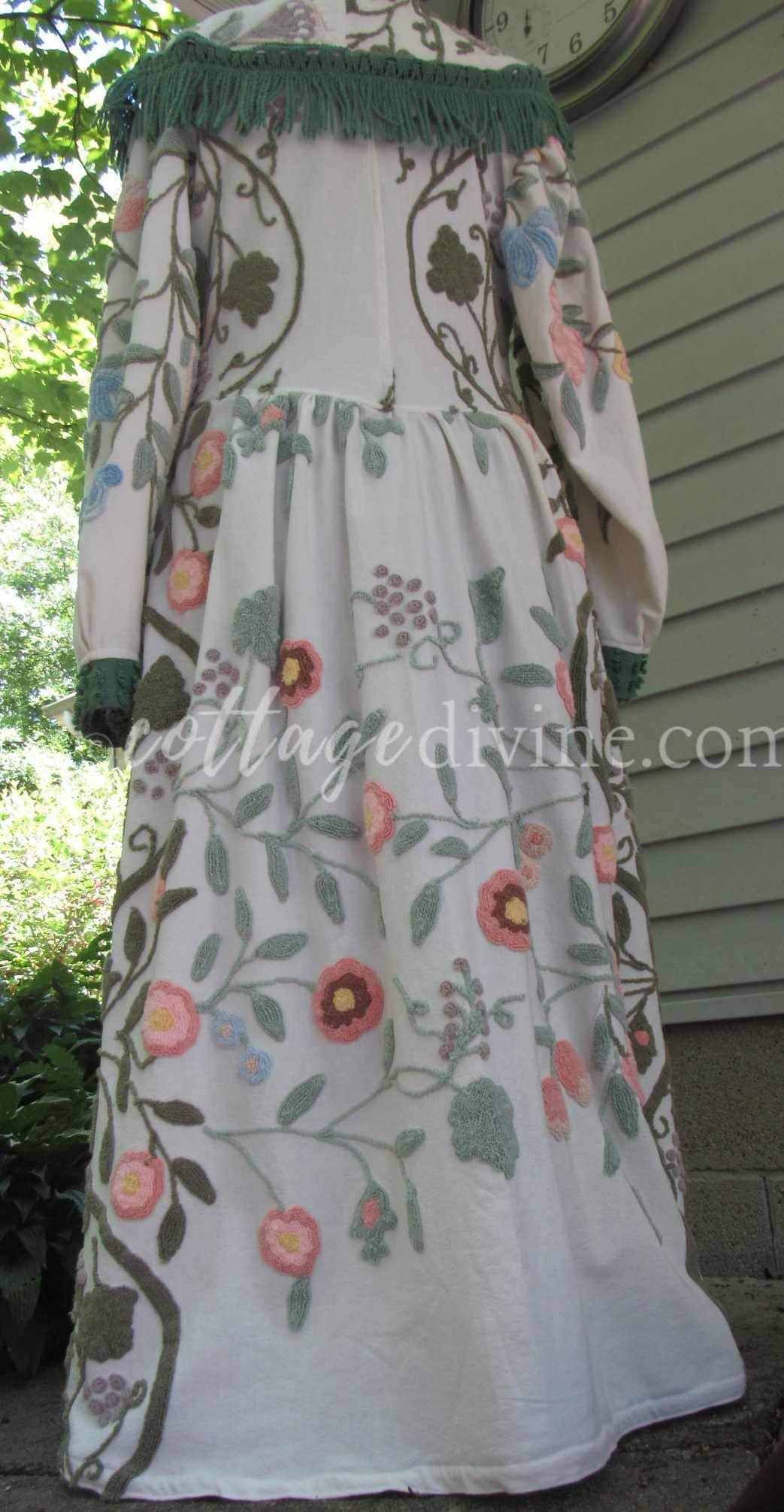 Victorian Style Distressed Chenille Robe, Designed from Shabby Vintage Chenille Bedspread Fabrics, M/L