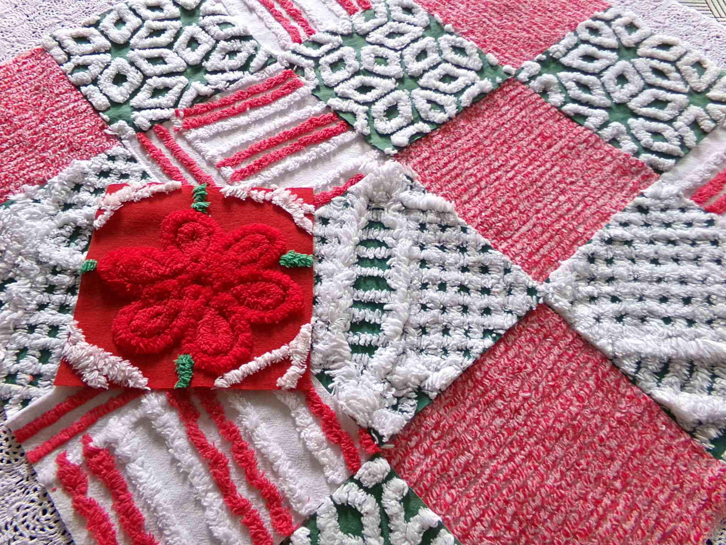 Merry Christmas Quilt Squares, Craft Square Set 17 Blocks in shades of holiday red, green & white, 6" x 6" inch for Xmas stockings, quilts
