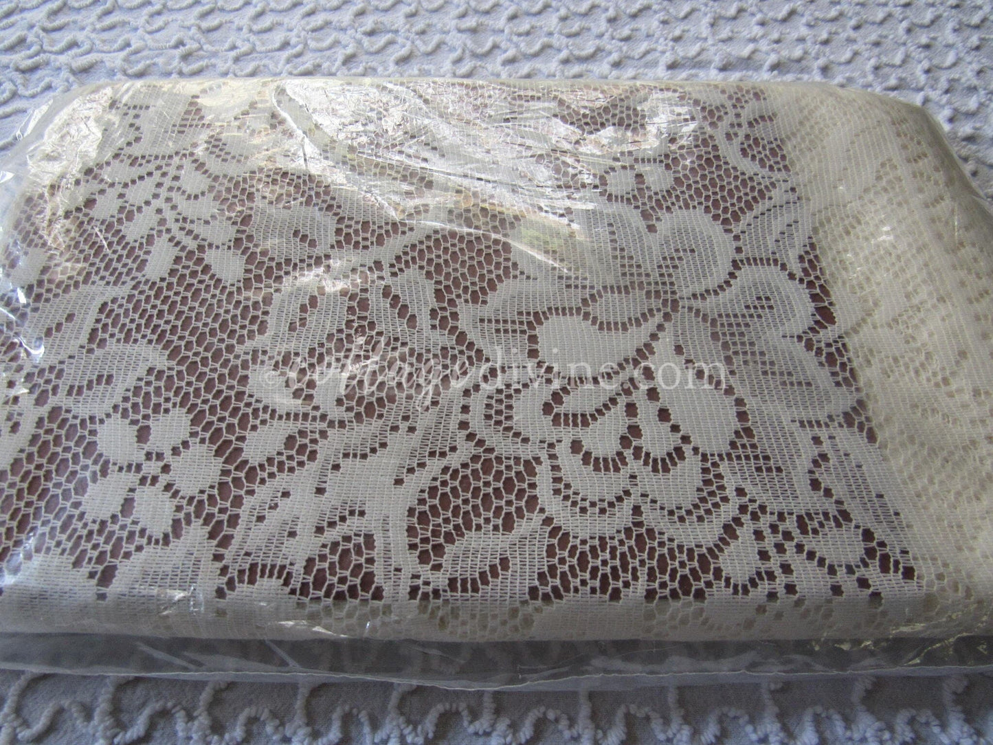 Vintage Wide Jacquard Lace Window Curtain Panel, Rose Garden, Single (Not a Pair), 60"W x 84"L, NOS