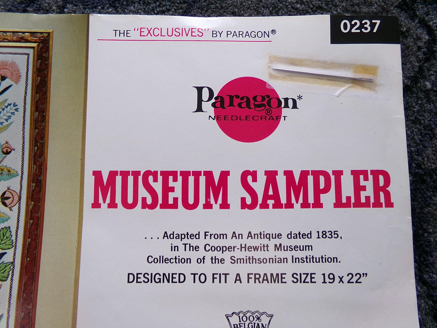 Vintage MUSEUM SAMPLER Embroidery Kit, Cooper-Hewitt Smithsonian Institution, Paragon Creative Crewel Stitchery, 0237, Linen Canvas