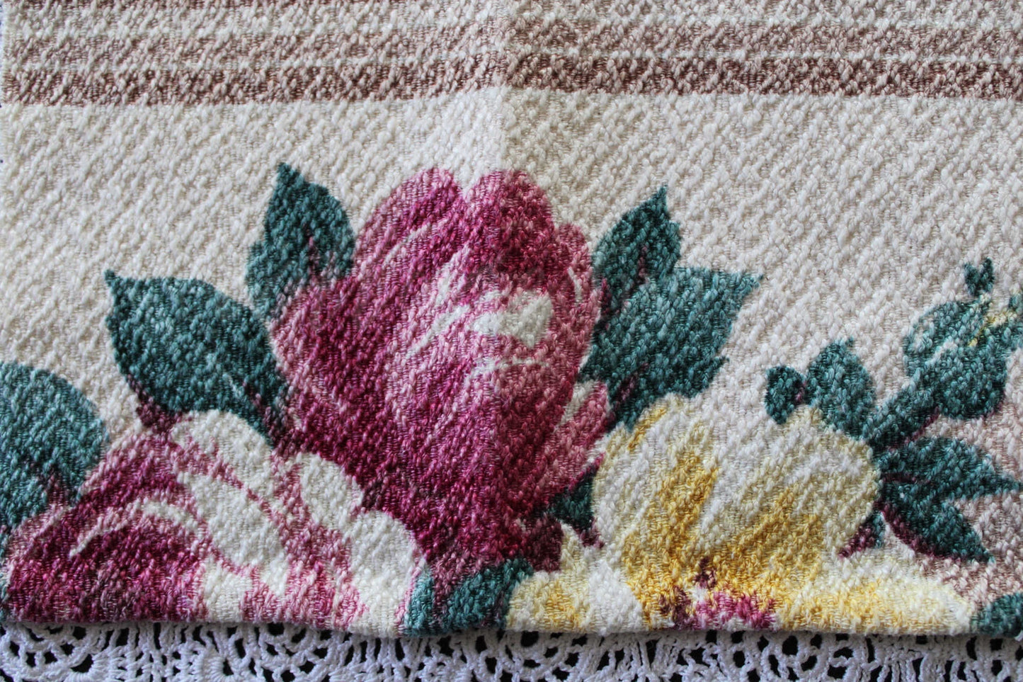 Vintage Floral Barkcloth Fabric Piece, 20.5" x 20" inches, Glencourt Style Champagne Beige, Deconstructed Curtain Panel, #2