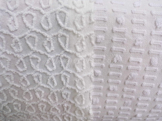 Mini Fabric Bundle, Classic Texture Tuft White, 2 Pieces from Vintage Chenille Bedspreads, 12" x 18" inches each, for Quilts & Crafts