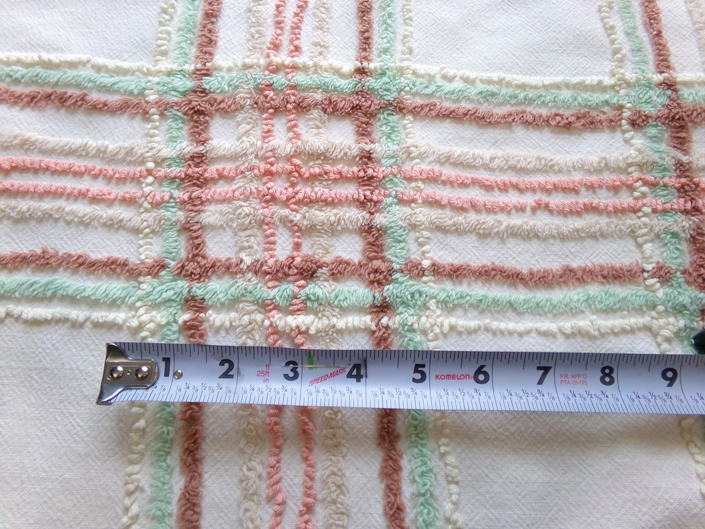 cottage plaid vintage chenille fabric: country style sewing material, 18" x 27" piece