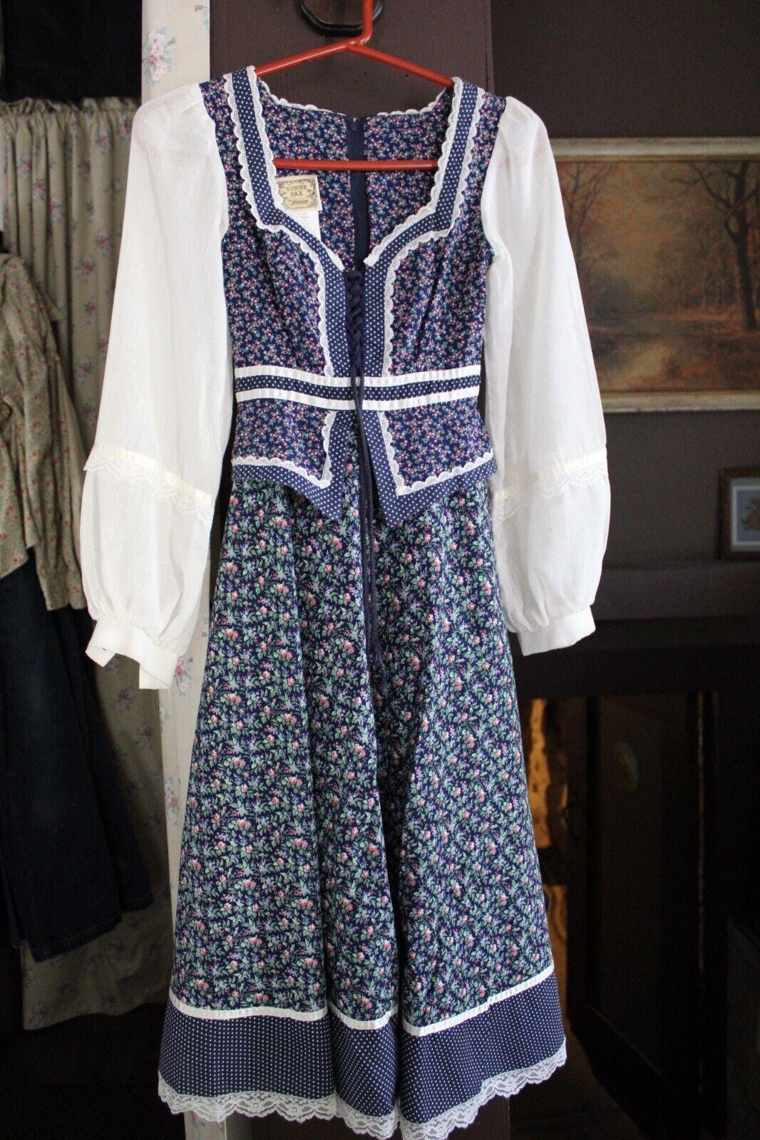 Beautiful Gunne Sax Vintage Clothing Lot 2 Dresses, Peplum Boho Floral, Prairie Midi
