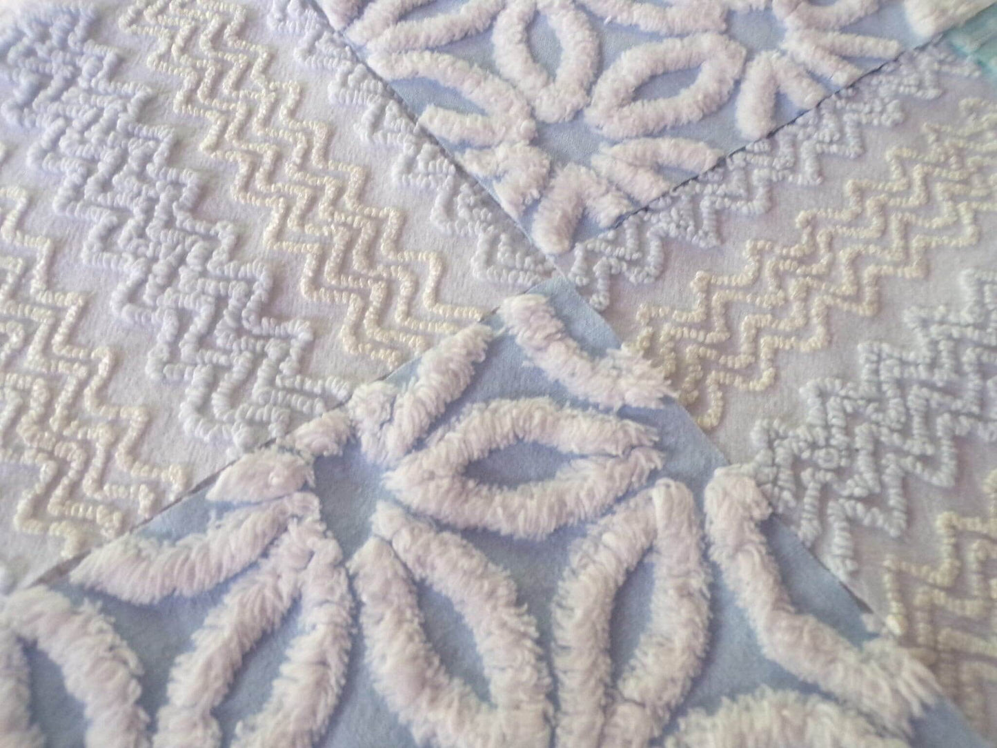refreshing spa 6" chenille fabric squares, set of 16 aqua, white, blue quilt blocks for quilting, sewing & crafts