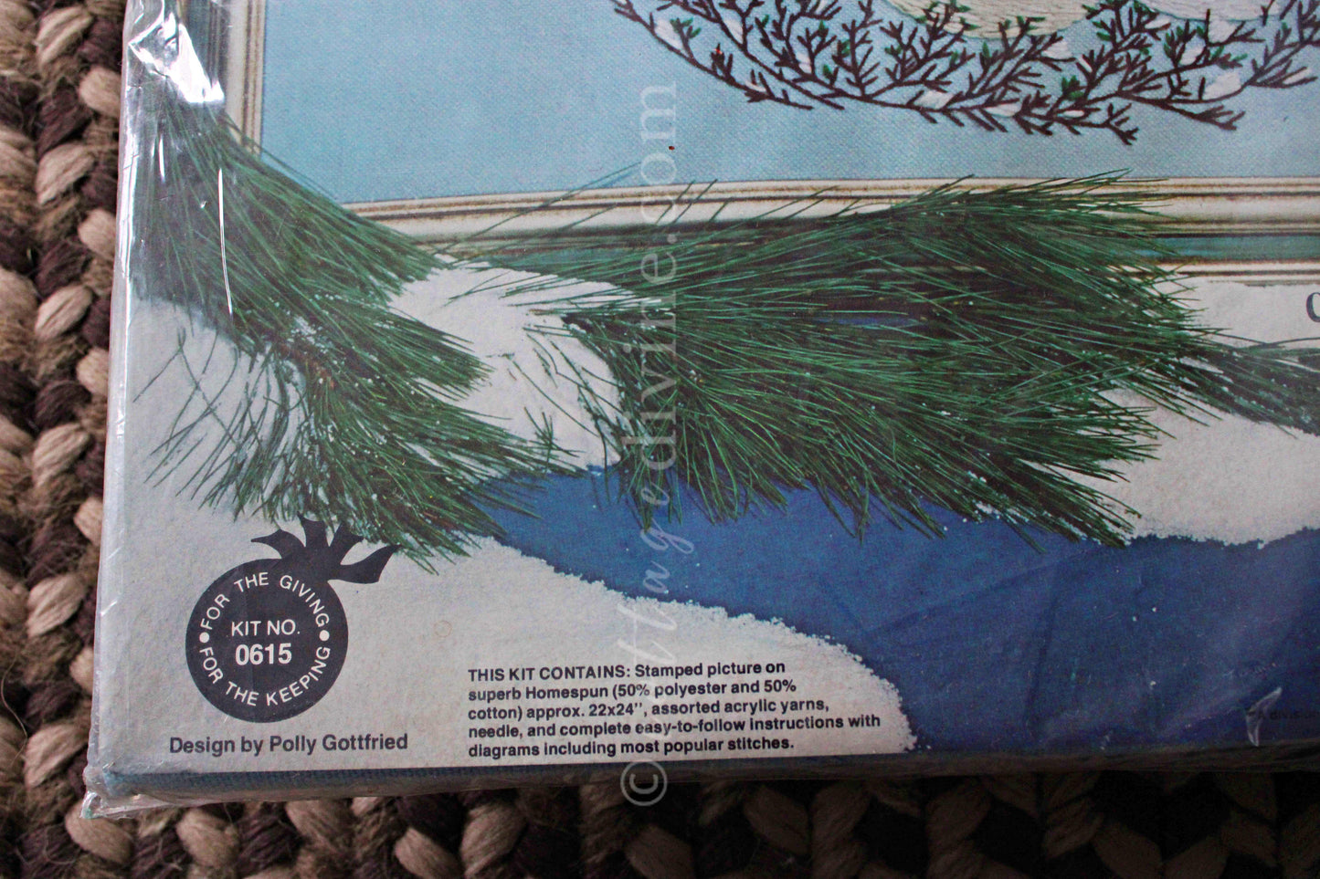 WOODLAND WATCH Nature Crewel Stitchery Kit, Winter Wildlife Scene, Vintage 0615 Paragon Needlecraft Embroidery Design by Polly Gottfried